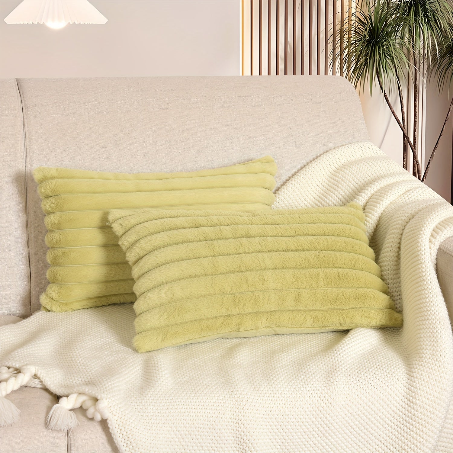 2pcs Soft Luxurious Faux Rabbit Fur Throw Pillow Covers