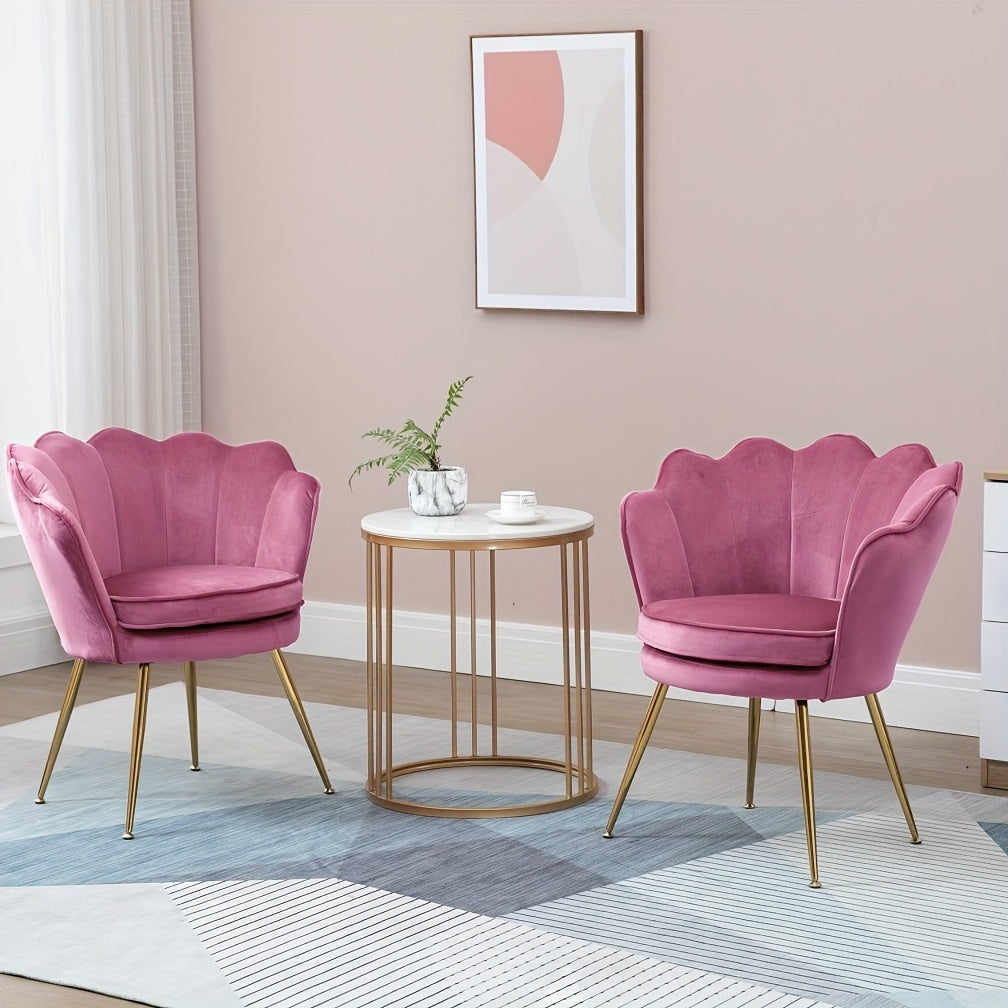 Petal Chair 2 Piece Set, Upholstered Velvet Accent Chair
