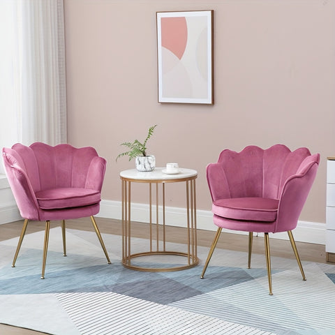 Petal Chair 2 Piece Set, Upholstered Velvet Accent Chair