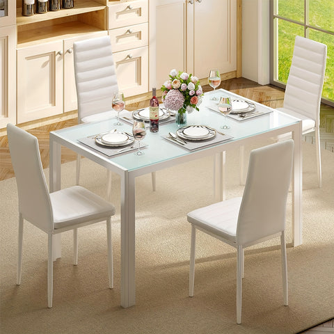 5 Piece Glass Dining Table Set