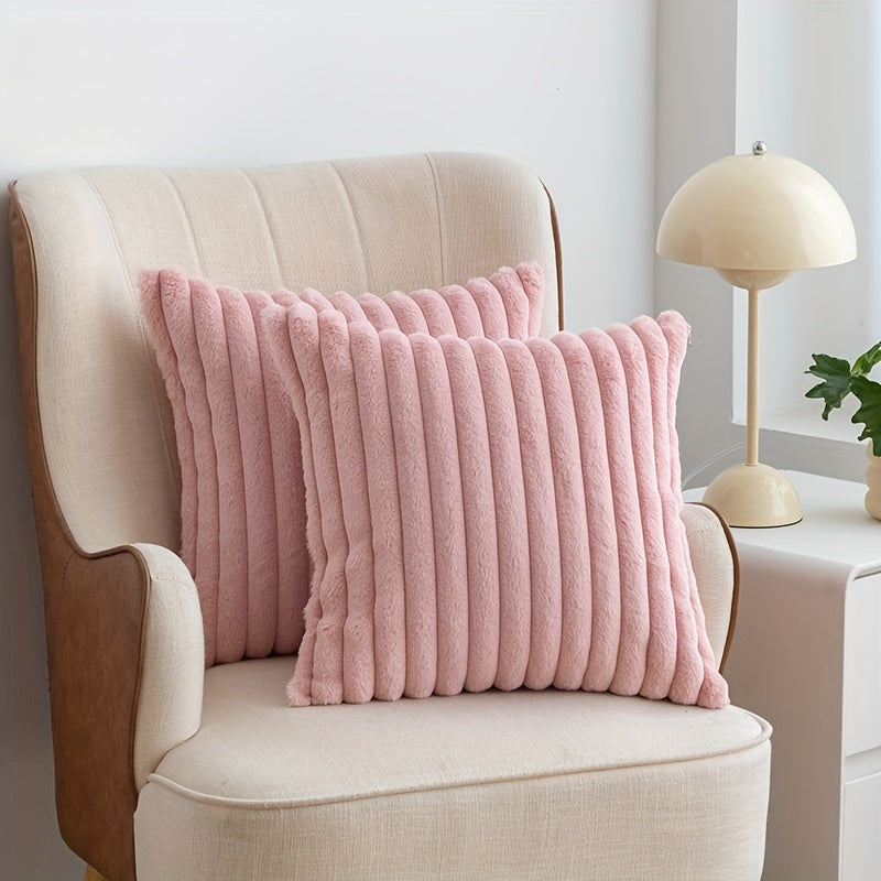 2pcs Soft Luxurious Faux Rabbit Fur Throw Pillow Covers