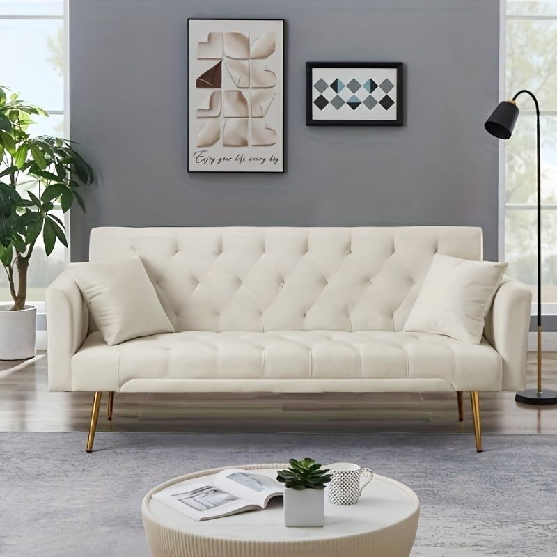 1pc 70.07'' W Velvet Futon Sofa Bed