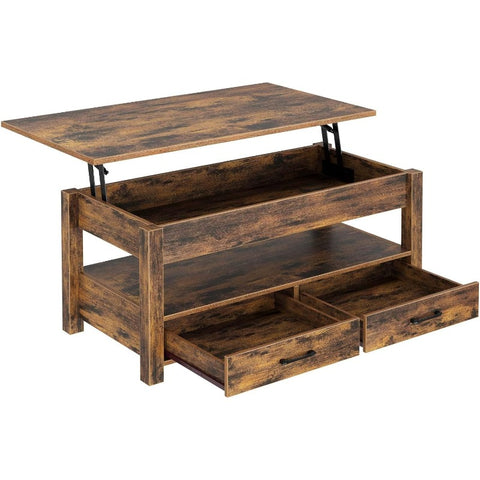 Coffee Table, 47.2" Lift Top Coffee Table with Drawers and Hidden Compartment