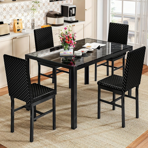 Modern Luxurious Style 5pcss Dining Room Table Set