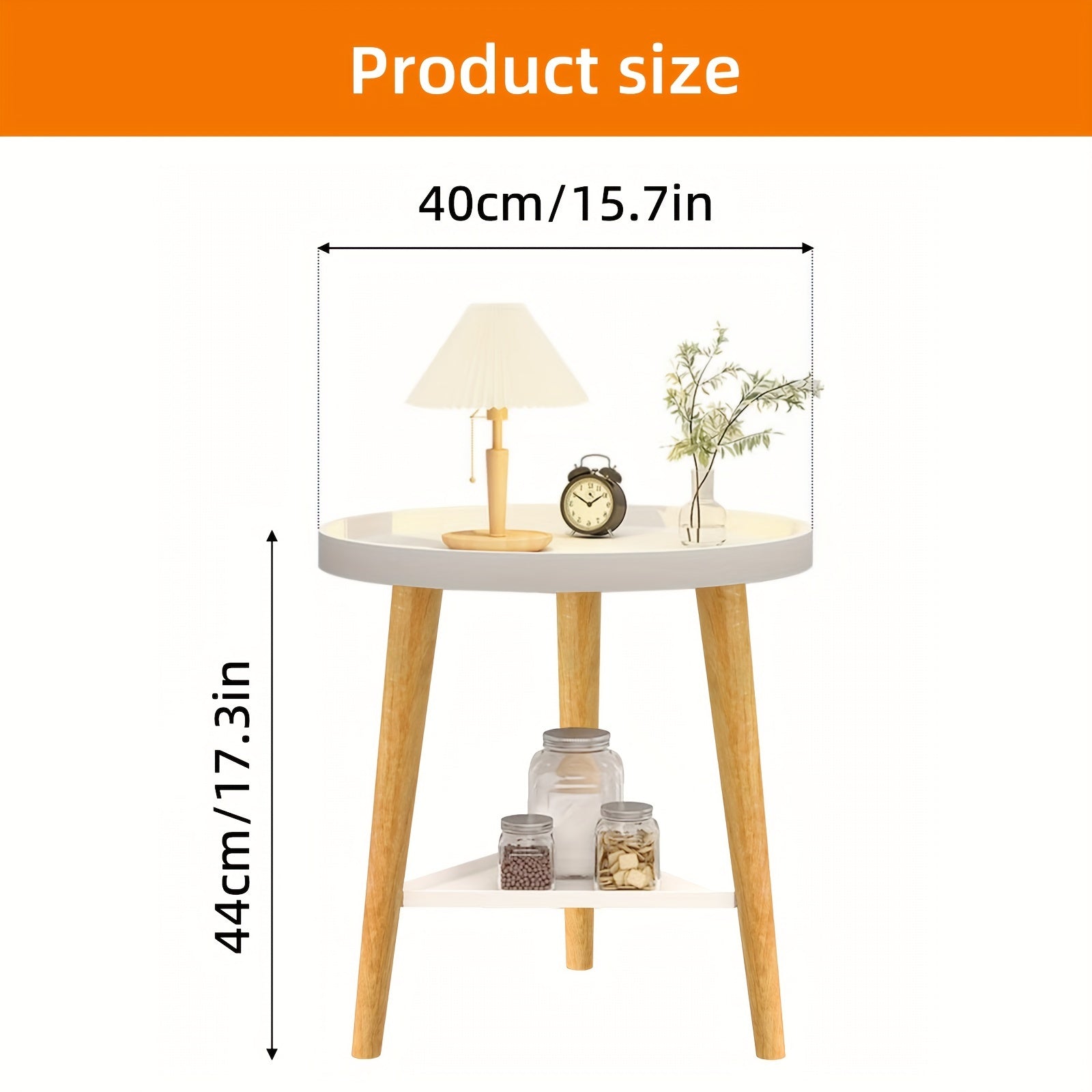 1pc Circular Double-Layer Side Table