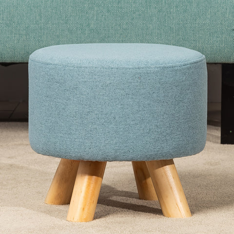 Modern Round Linen Ottoman Foot Rest Stool