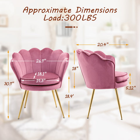 Petal Chair 2 Piece Set, Upholstered Velvet Accent Chair