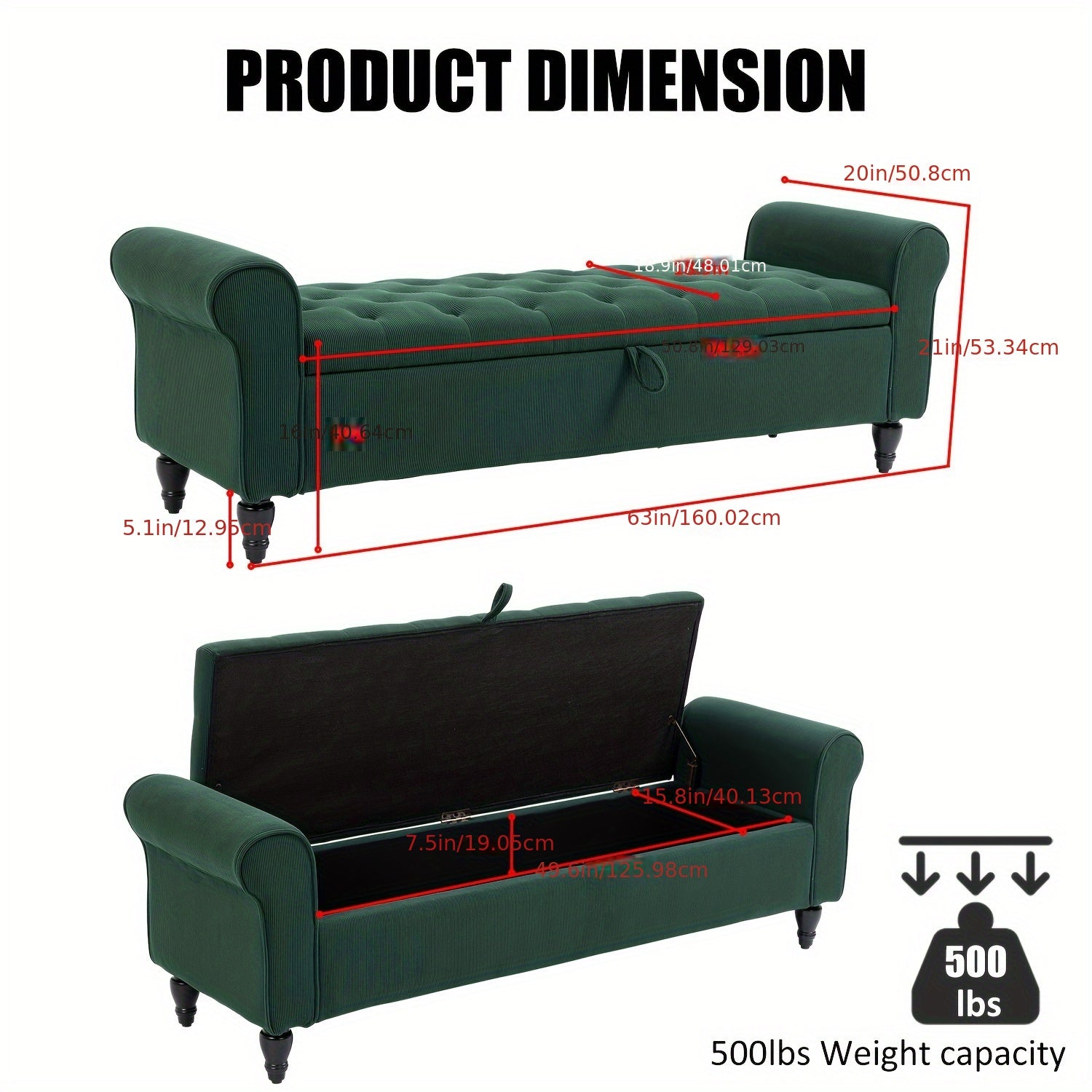 63'' Ottoman With Storage