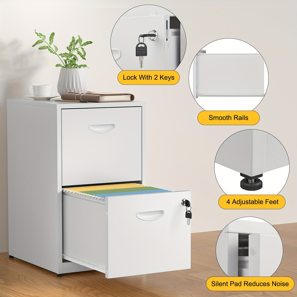 Light Duty 2 Drawer Metal File Cabinet with Lock