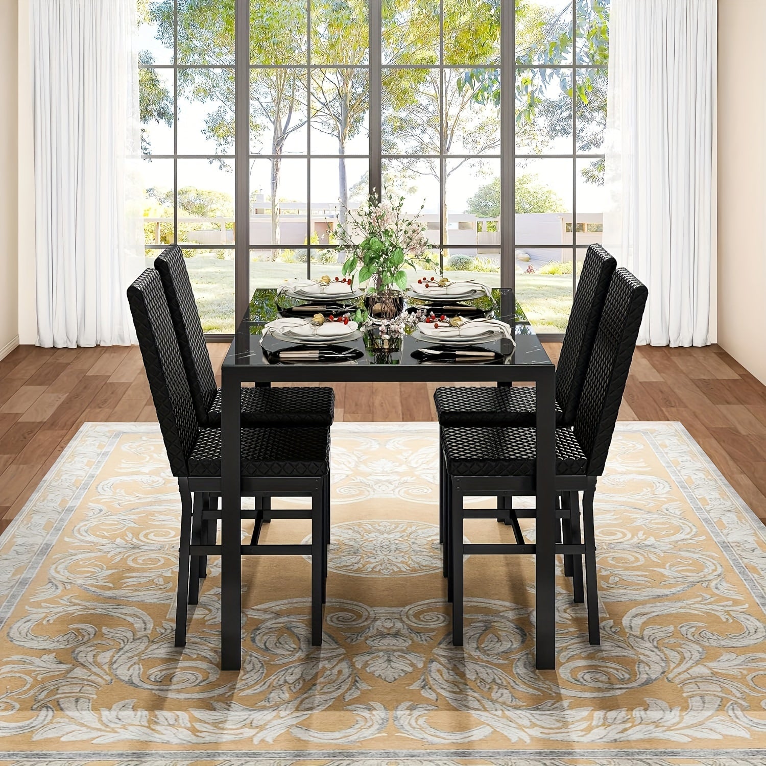 Modern Luxurious Style 5pcss Dining Room Table Set