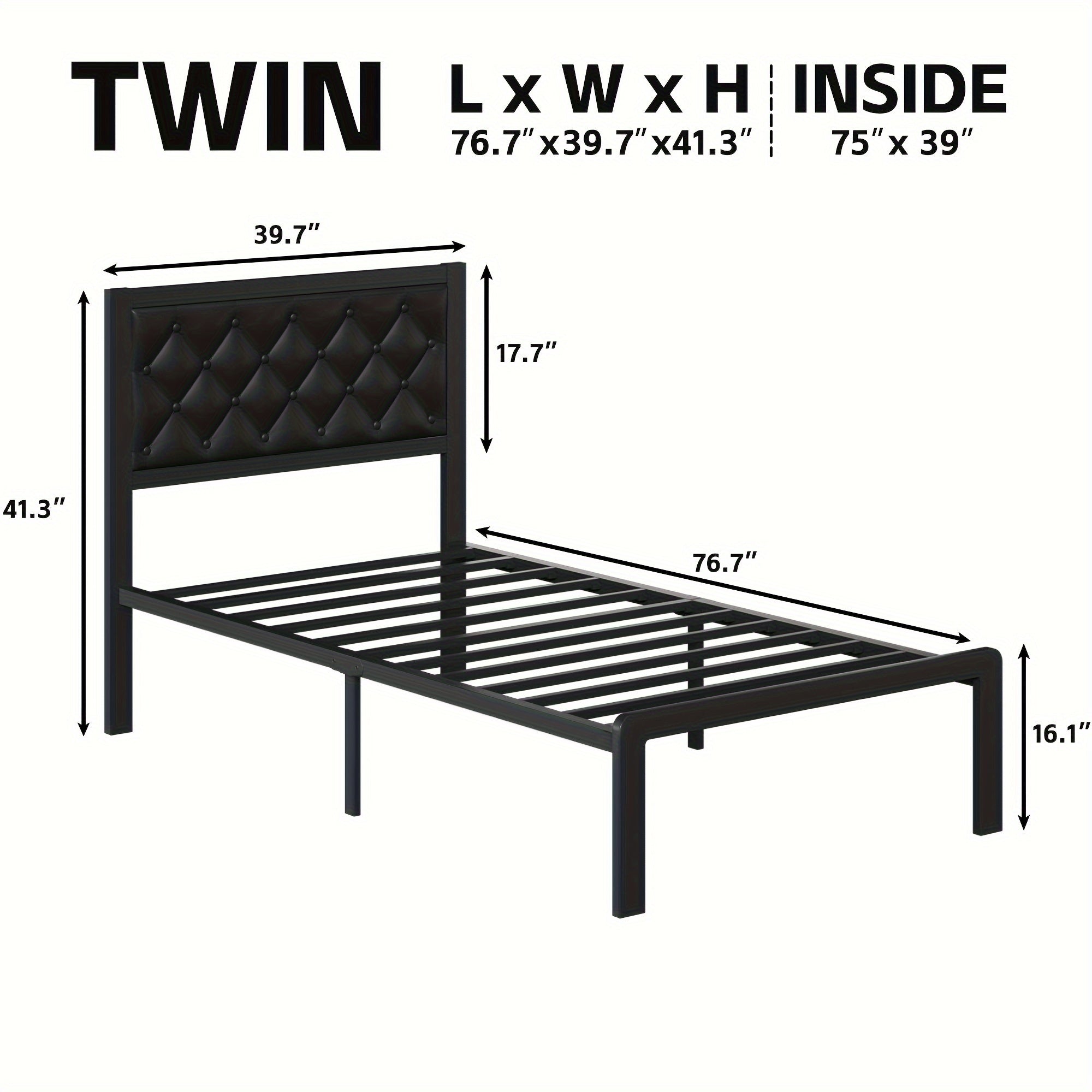 Bed Frame With Headboard PU Leather
