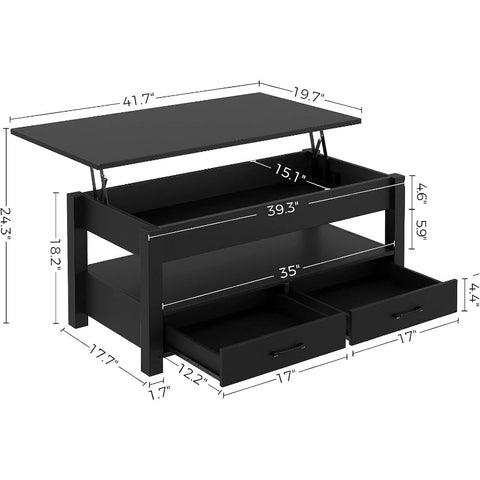 Coffee Table, 47.2" Lift Top Coffee Table with Drawers and Hidden Compartment