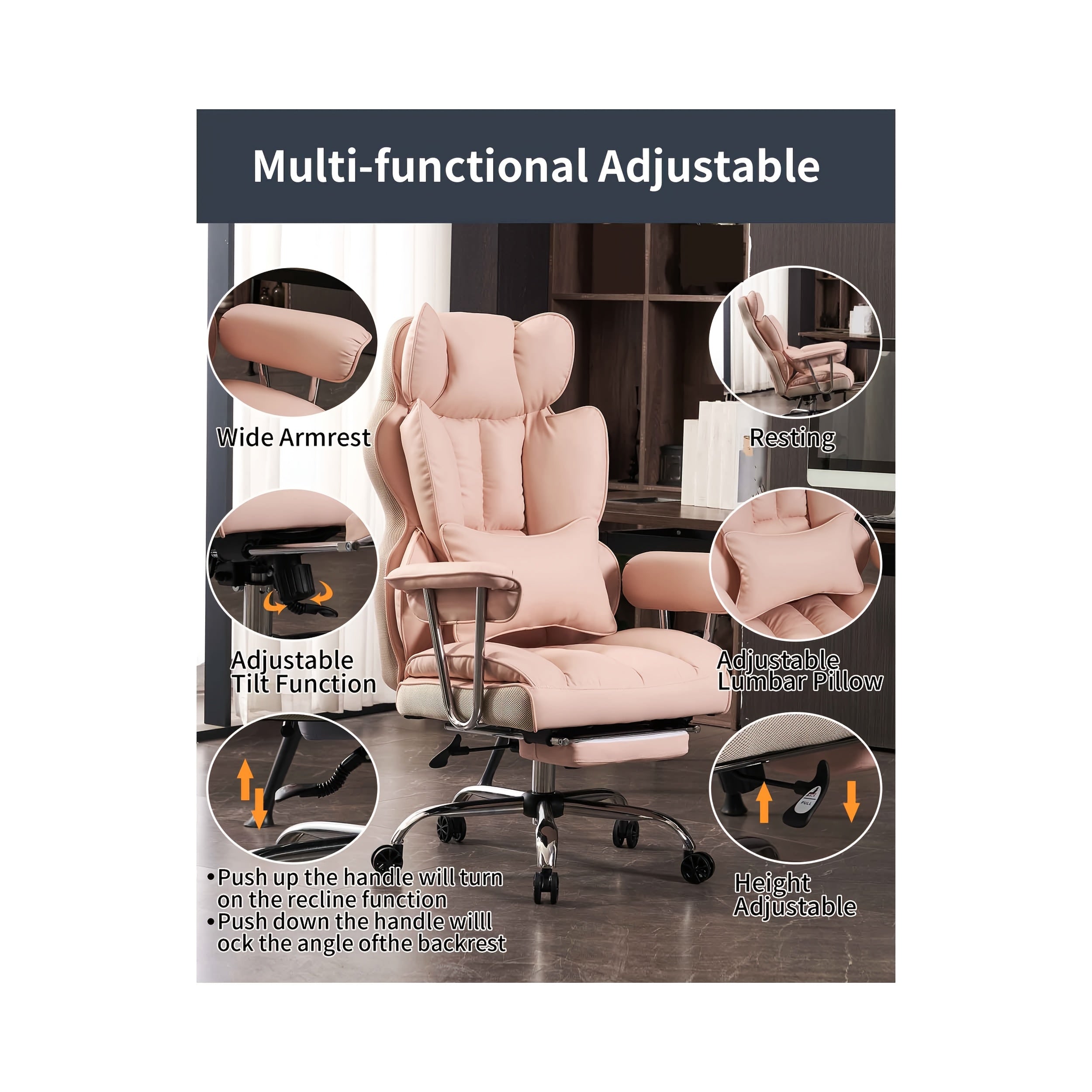 Executive Office Chair With Leg Rest And Lumbar Support