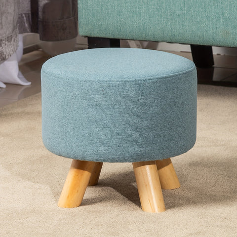 Modern Round Linen Ottoman Foot Rest Stool