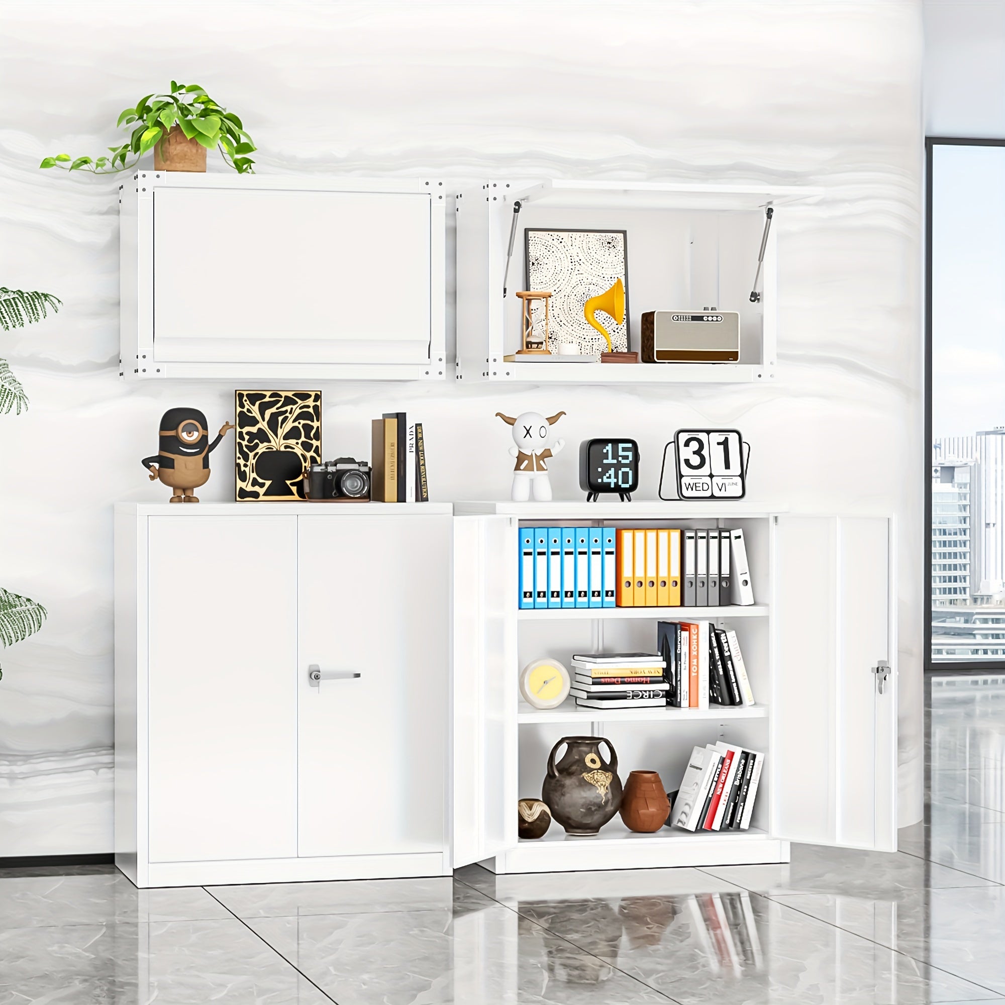 36" Metal Lockable Storage Cabinet With Lock