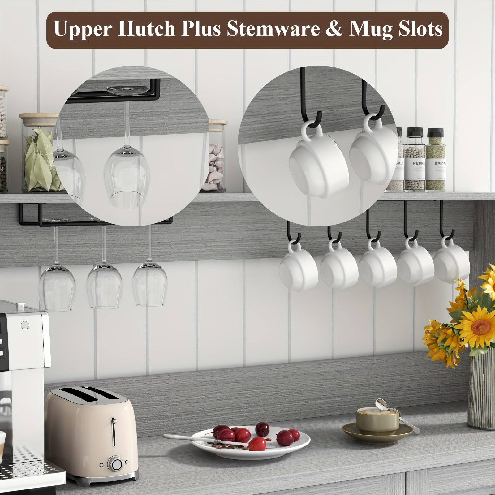 Kitchen Buffet Cabinet with Hutch