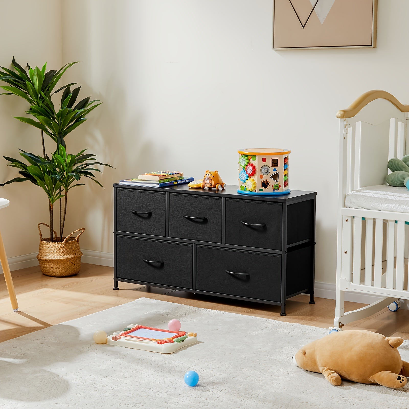 Dresser For Bedroom With 5 Fabric Drawers