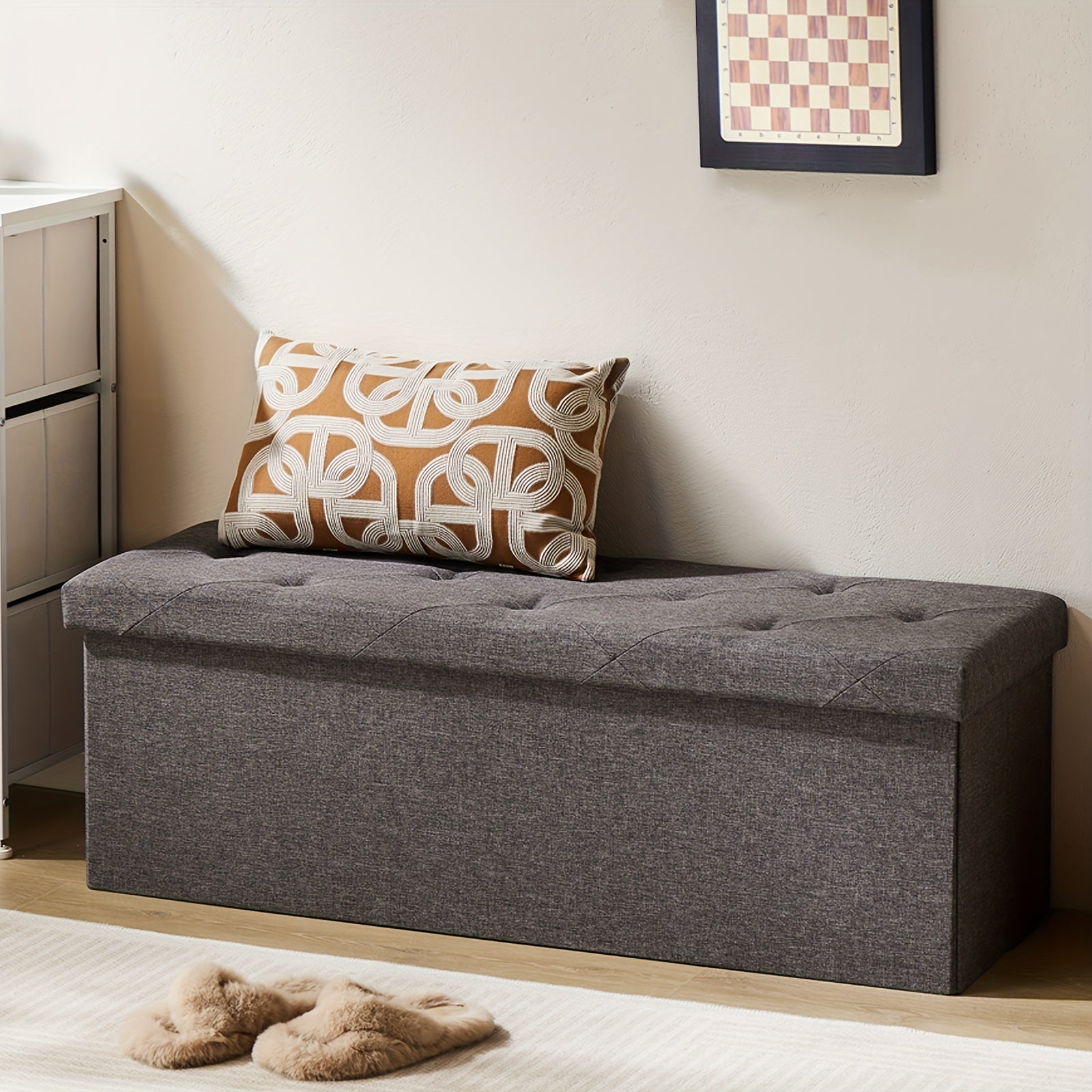 Large 43" Foldable Storage Ottoman Bench