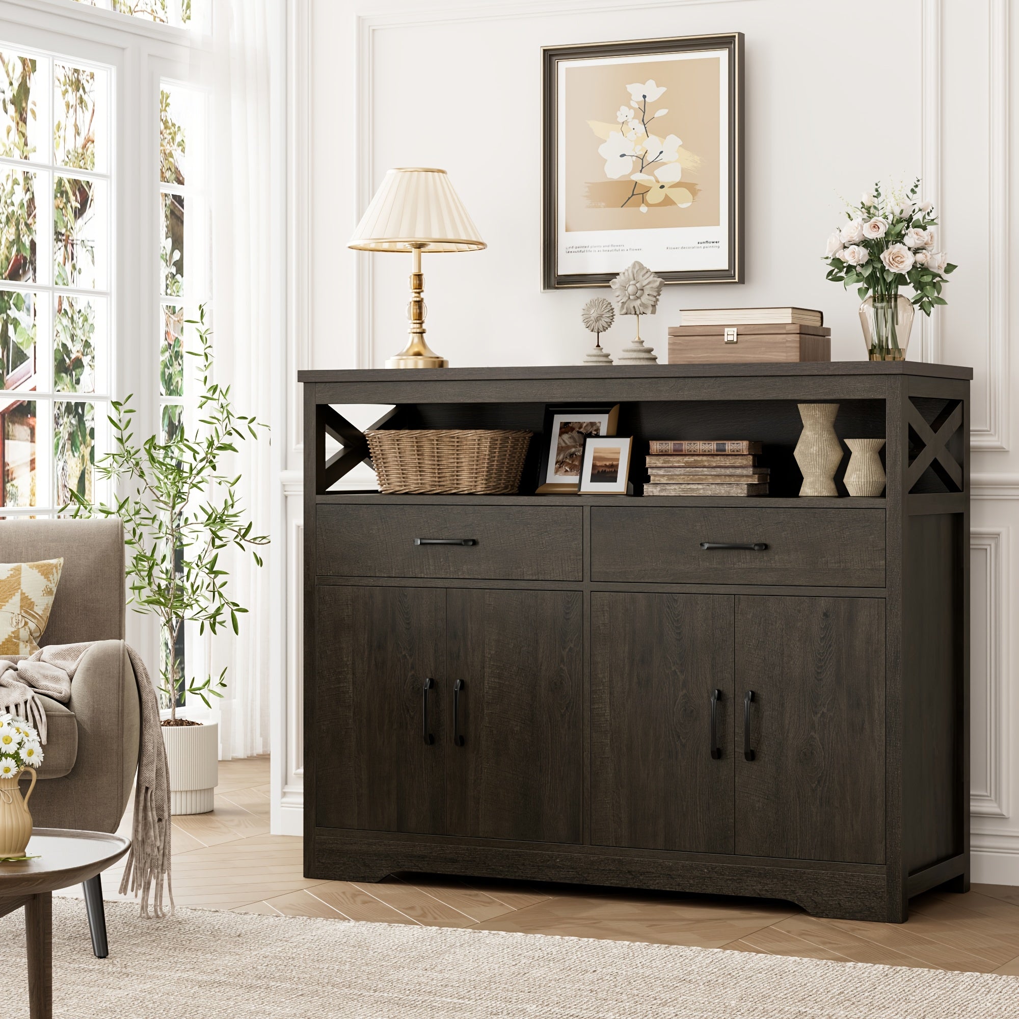 Large Coffee Bar Cabinet with Storage
