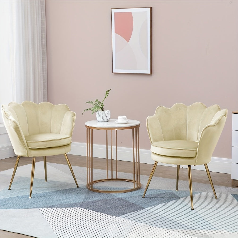 Petal Chair 2 Piece Set, Upholstered Velvet Accent Chair