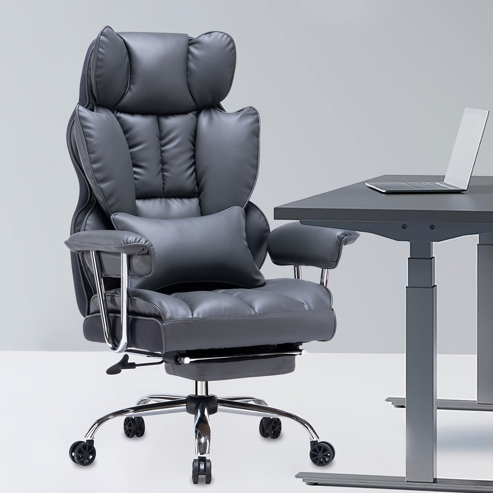 Executive Office Chair With Leg Rest And Lumbar Support