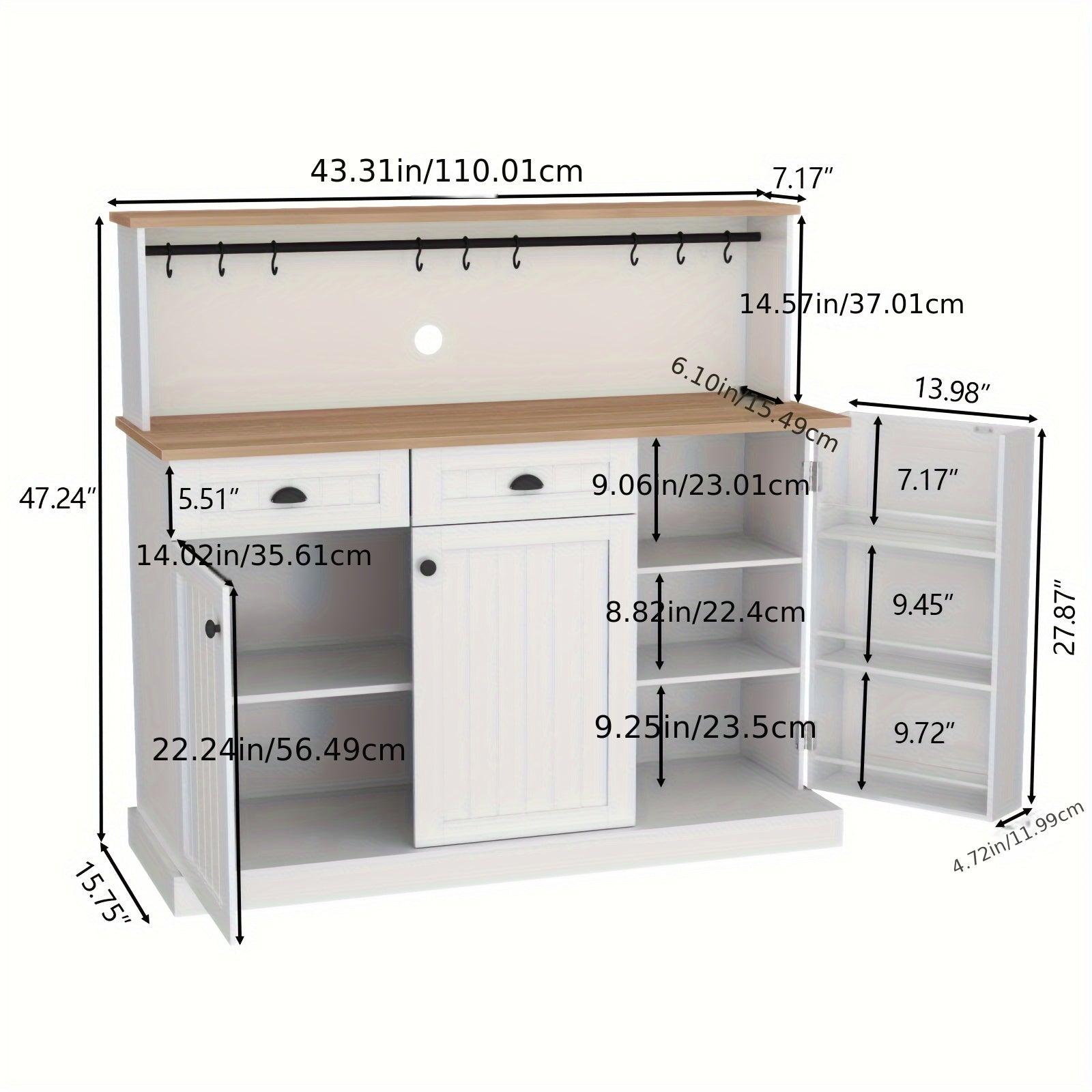 Sideboard Buffet Cabinet with 2 Drawers,
