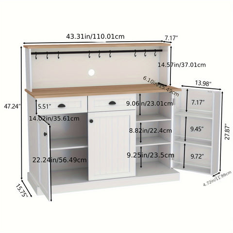 Sideboard Buffet Cabinet with 2 Drawers,