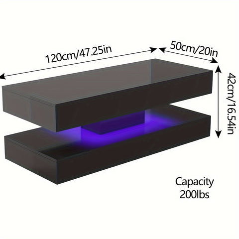 LED Coffee Table with 2 Storage Drawers