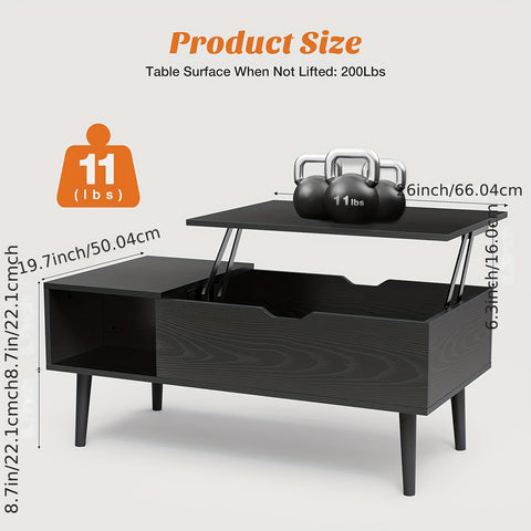 Adjustable Lift Top Coffee Table with Storage