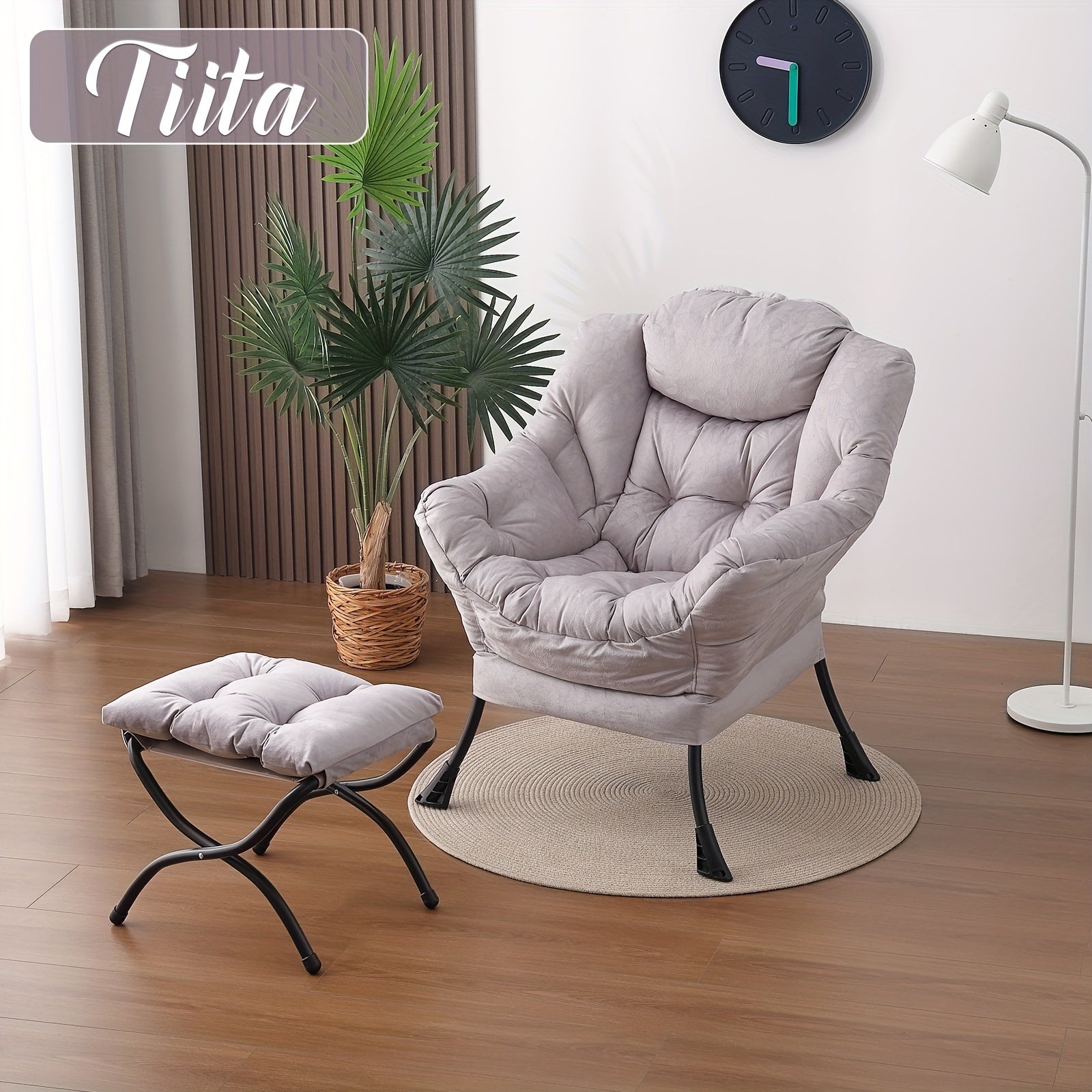 Tiita Lazy Chair with Ottoman, Modern Large Accent Lounge Chair