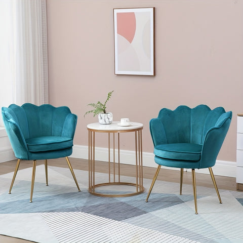 Petal Chair 2 Piece Set, Upholstered Velvet Accent Chair