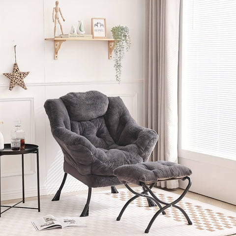 Tiita Lazy Chair with Ottoman, Modern Large Accent Lounge Chair