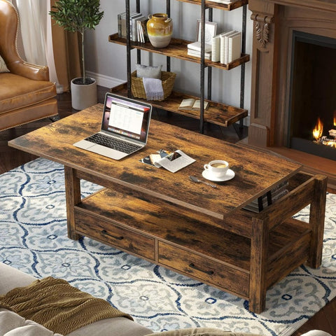 Coffee Table, 47.2" Lift Top Coffee Table with Drawers and Hidden Compartment