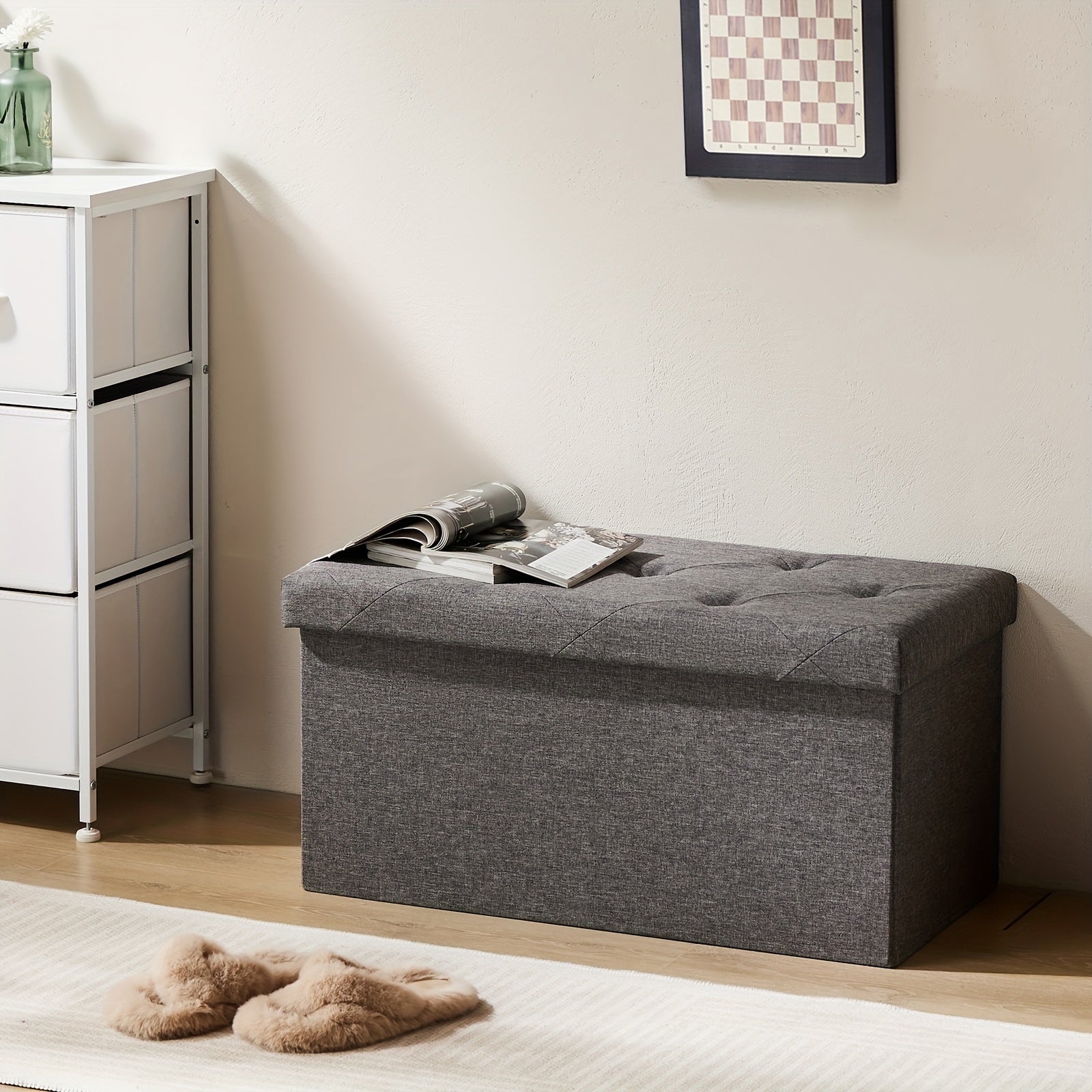 Large 43" Foldable Storage Ottoman Bench