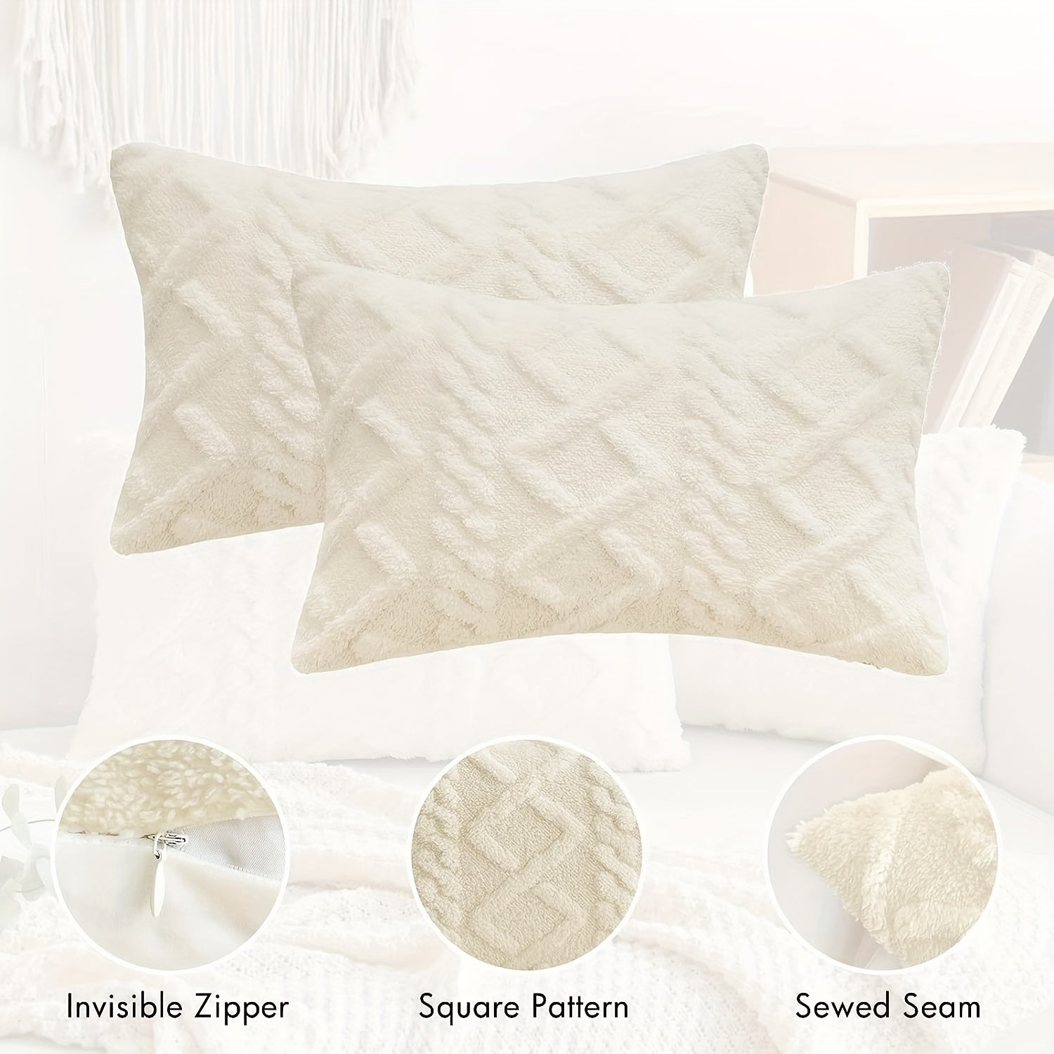 1pc Soft Plush Throw Pillow Cover