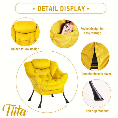 Tiita Lazy Chair with Ottoman, Modern Large Accent Lounge Chair