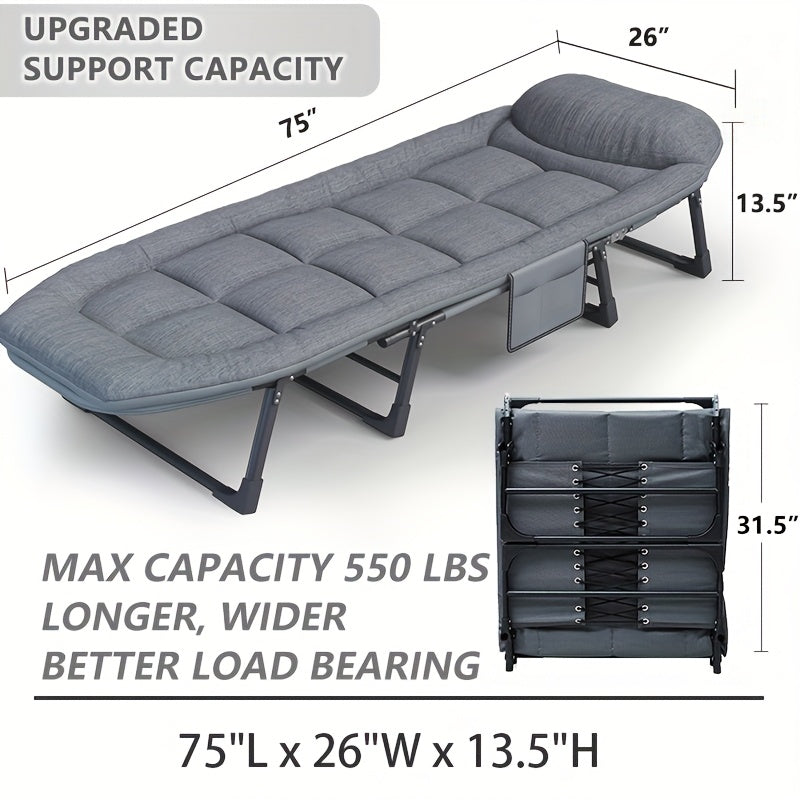 6-Position Folding Sleeping Bed, Comfortable Pillow & Mattress