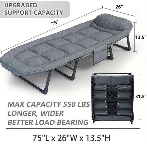 6-Position Folding Sleeping Bed, Comfortable Pillow & Mattress