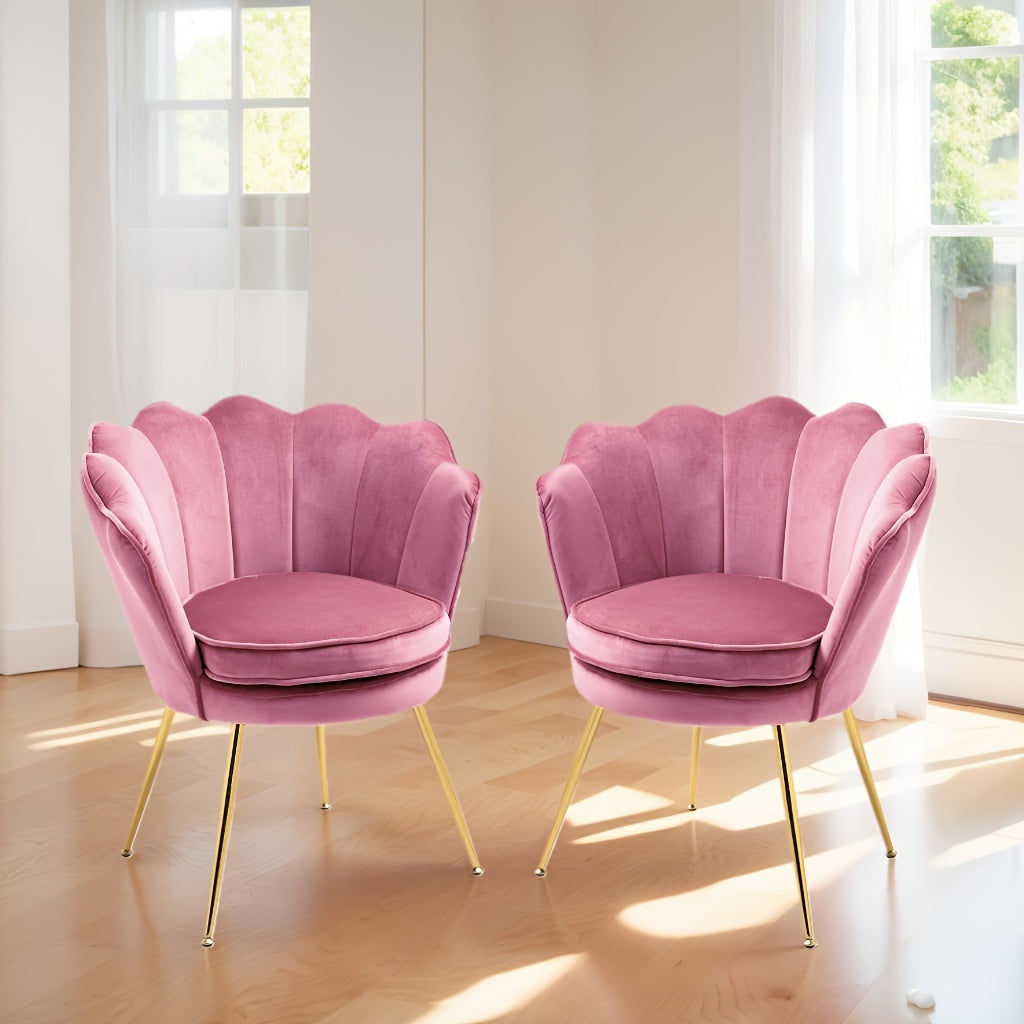 Petal Chair 2 Piece Set, Upholstered Velvet Accent Chair