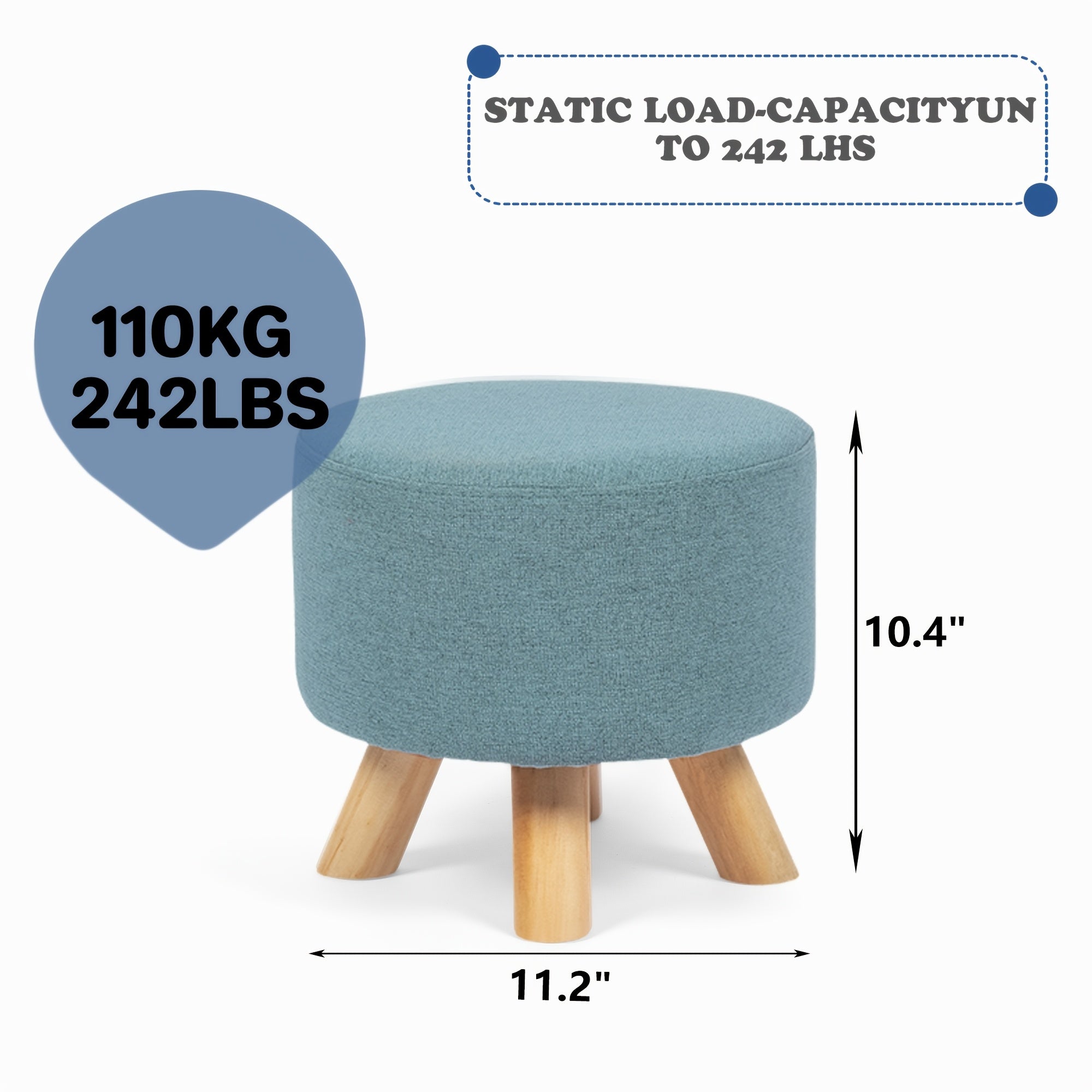 Modern Round Linen Ottoman Foot Rest Stool