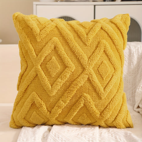 Beige 2-Pack Contemporary Plush Jacquard Throw Pillow Covers