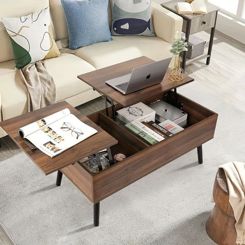 Double Lift Top Coffee Table with Separate and Hidden Storage Compartment