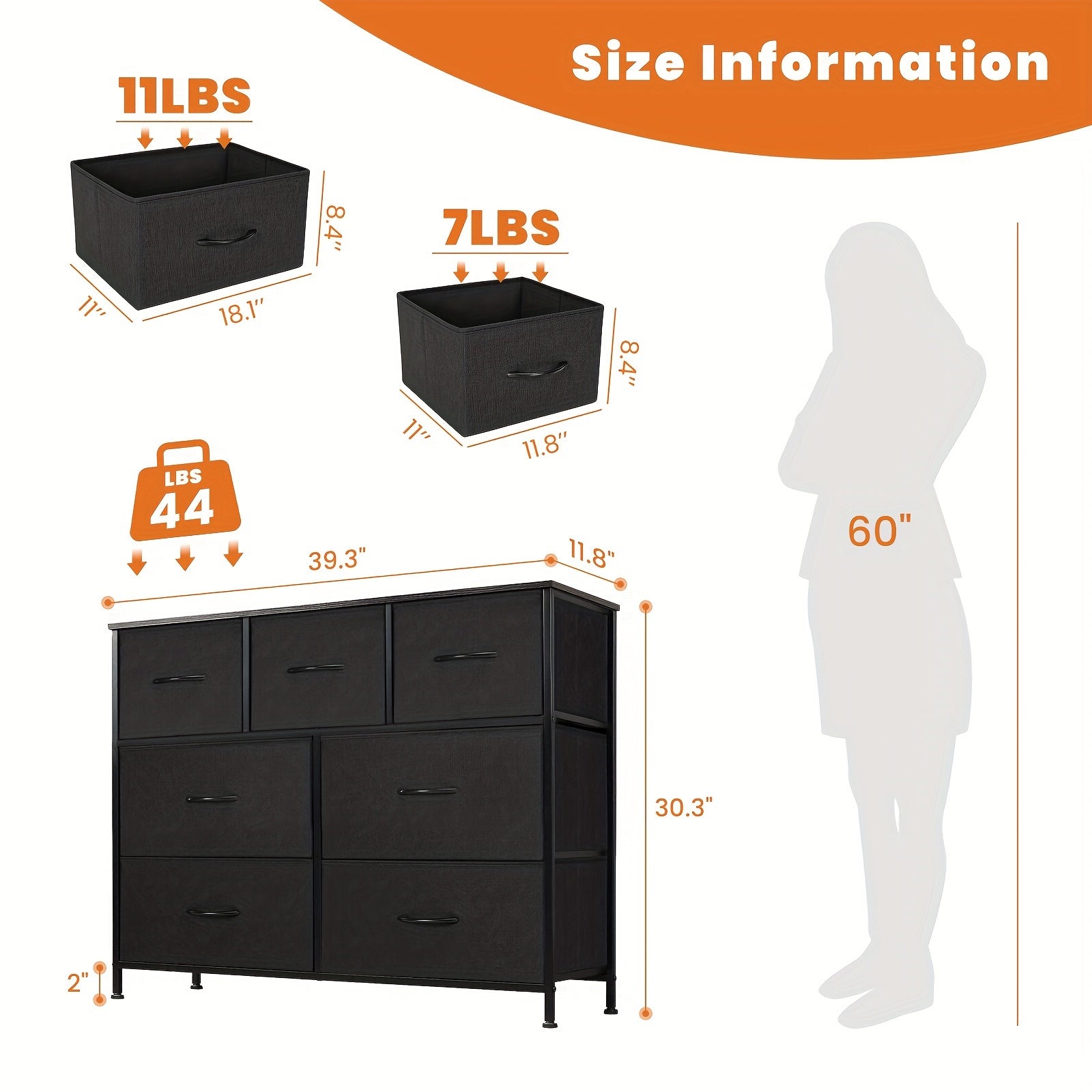 TV Stand Fabric Storage Bins With 7 Drawers Storage Fabric Drawers