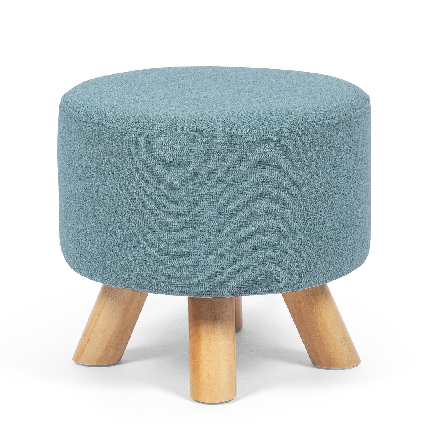 Modern Round Linen Ottoman Foot Rest Stool