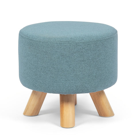 Modern Round Linen Ottoman Foot Rest Stool