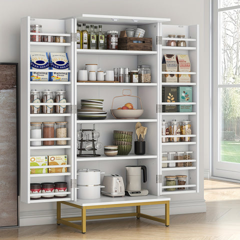 Modern Kitchen Pantry Cabinet with 6 Adjustable Shelves