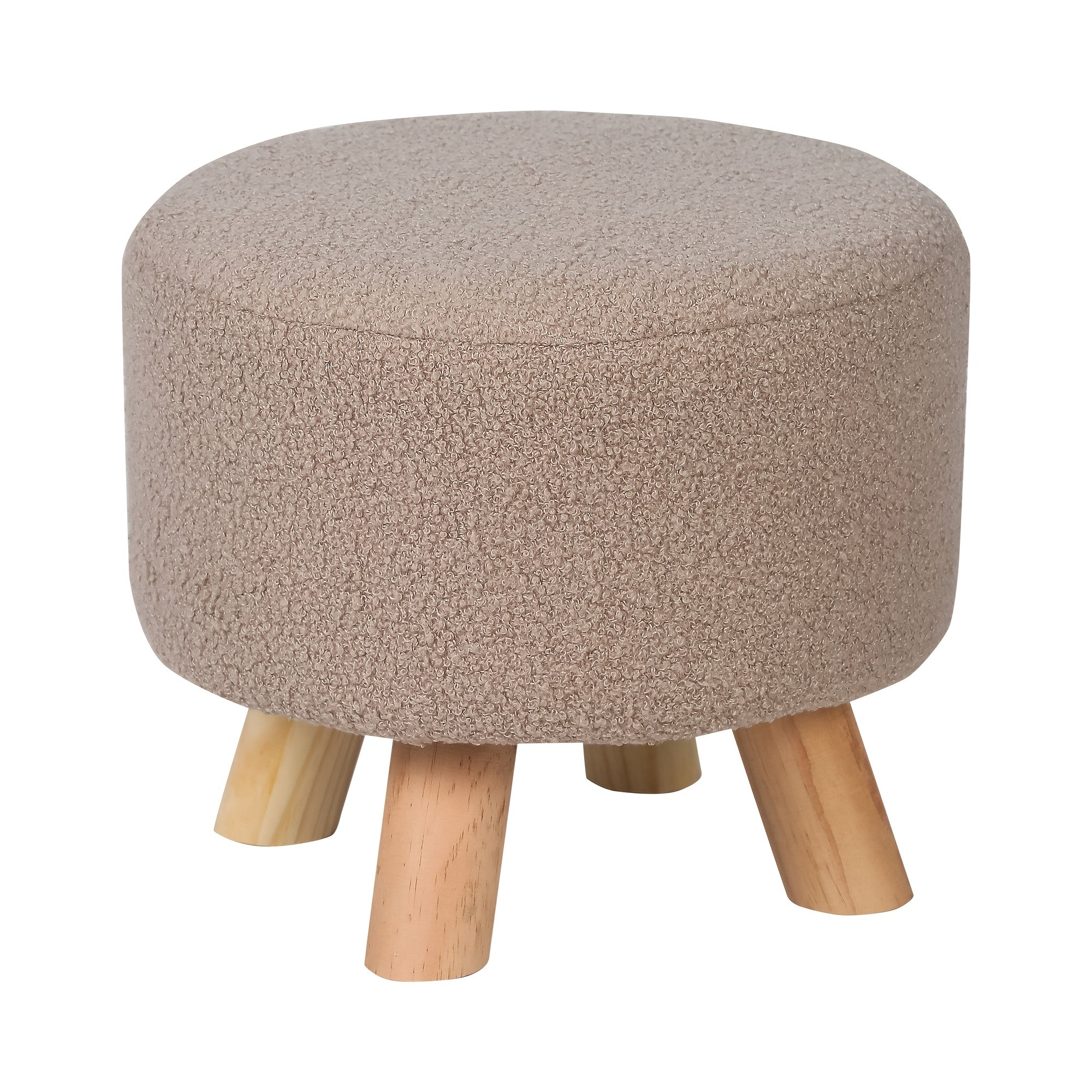 Modern Round Linen Ottoman Foot Rest Stool