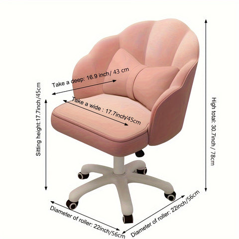 Height Adjustable Pink Office Chair