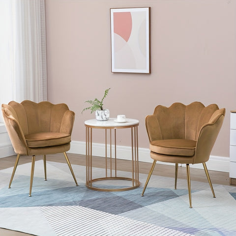 Petal Chair 2 Piece Set, Upholstered Velvet Accent Chair