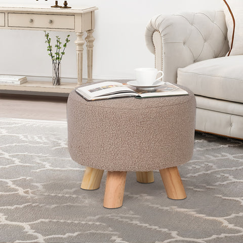 Modern Round Linen Ottoman Foot Rest Stool